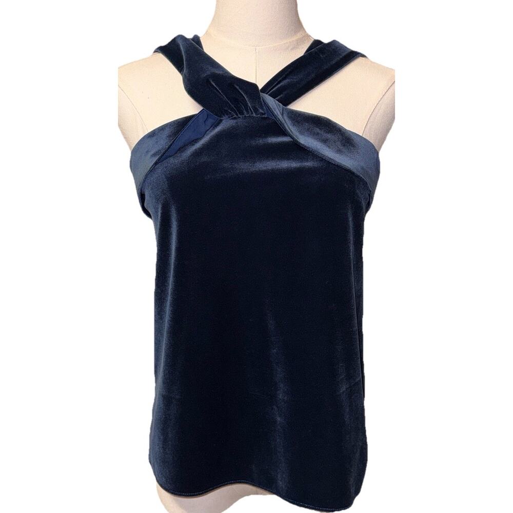 Adelyn Rae Blue Velvet Twist Halter Top Size XS - NWT